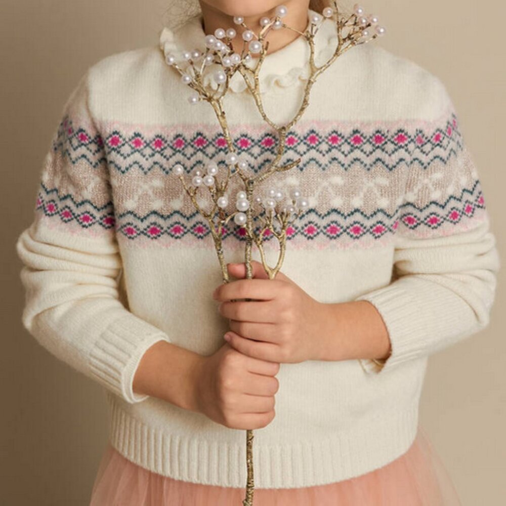 Bonpoint Girls Ivory Wool Knit Jumper / Sweater